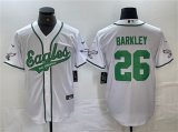 Cheap Men's Philadelphia Eagles #26 Saquon Barkley White Cool Base Baseball Stitched Jerseys