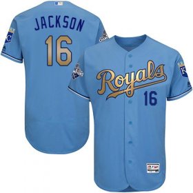 Wholesale Cheap Royals #16 Bo Jackson Light Blue FlexBase Authentic 2015 World Series Champions Gold Program Stitched MLB Jersey