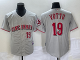 Wholesale Cheap Men's Cincinnati Reds #19 Joey Votto Grey Wool Stitched Throwback Jersey