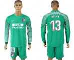 Wholesale Cheap Atletico Madrid #13 Oblak Green Goalkeeper Long Sleeves Soccer Club Jersey