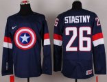 Wholesale Cheap Olympic Team USA #26 Paul Stastny Navy Blue Captain America Fashion Stitched NHL Jersey
