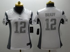 Wholesale Cheap Nike Patriots #12 Tom Brady White Women\'s Stitched NFL Limited Platinum Jersey