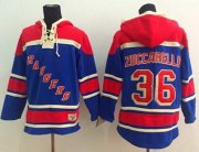Wholesale Cheap Rangers #36 Mats Zuccarello Blue Sawyer Hooded Sweatshirt Stitched NHL Jersey