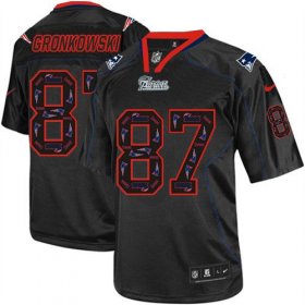 Wholesale Cheap Nike Patriots #87 Rob Gronkowski New Lights Out Black Men\'s Stitched NFL Elite Jersey