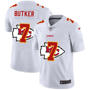 Wholesale Cheap Kansas City Chiefs #7 Harrison Butker White Men's Nike Team Logo Dual Overlap Limited NFL Jersey
