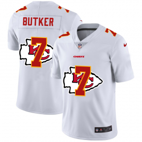 Wholesale Cheap Kansas City Chiefs #7 Harrison Butker White Men\'s Nike Team Logo Dual Overlap Limited NFL Jersey