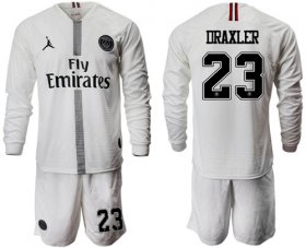 Wholesale Cheap Paris Saint-Germain #23 Draxler White Jordan Long Sleeves Soccer Club Jersey