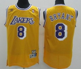 Wholesale Cheap Los Angeles Lakers #8 Kobe Bryant Yellow Swingman Throwback Jersey