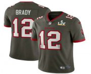 Wholesale Cheap Men's Tampa Bay Buccaneers #12 Tom Brady Grey 2021 Super Bowl LV Vapor Untouchable Stitched Nike Limited NFL Jersey