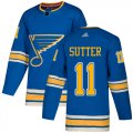 Wholesale Cheap Adidas Blues #11 Brian Sutter Light Blue Alternate Authentic Stitched NHL Jersey