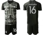 Wholesale Cheap France 16 MANDANDA Black Goalkeeper UEFA Euro 2020 Soccer Jersey