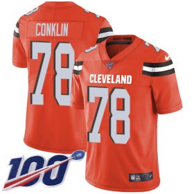 Wholesale Cheap Nike Browns #78 Jack Conklin Orange Alternate Men\'s Stitched NFL 100th Season Vapor Untouchable Limited Jersey