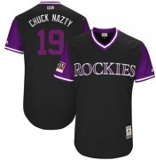 Wholesale Cheap Rockies #19 Charlie Blackmon Black "Chuck Nazty" Players Weekend Authentic Stitched MLB Jersey