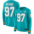 Wholesale Cheap Nike Dolphins #97 Christian Wilkins Aqua Green Team Color Women's Stitched NFL Limited Therma Long Sleeve Jersey
