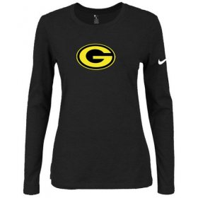 Wholesale Cheap Women\'s Nike Green Bay Packers Of The City Long Sleeve Tri-Blend NFL T-Shirt Black-2