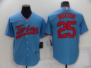 Wholesale Cheap Men's Minnesota Twins #25 Byron Buxton Light Blue Pullover Throwback Cooperstown Nike Jersey
