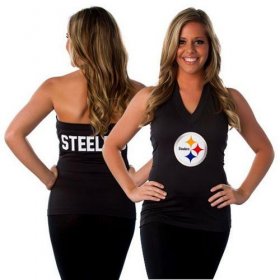 Wholesale Cheap Women\'s All Sports Couture Pittsburgh Steelers Blown Coverage Halter Top