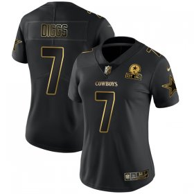 Wholesale Cheap Women\'s Dallas Cowboys #7 Trevon Diggs Black Golden Edition Limited Stitched Jersey(Run Small)