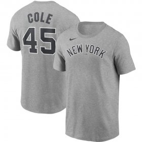 Wholesale Cheap New York Yankees #45 Gerrit Cole Nike Name & Number T-Shirt Gray
