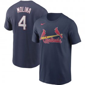 Wholesale Cheap St. Louis Cardinals #4 Yadier Molina Nike Name & Number T-Shirt Navy
