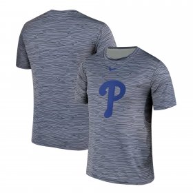 Wholesale Cheap Nike Philadelphia Phillies Gray Black Striped Logo Performance T-Shirt