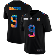 Cheap Cincinnati Bengals #9 Joe Burrow Men's Nike Multi-Color Black 2020 NFL Crucial Catch Vapor Untouchable Limited Jersey
