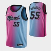 Wholesale Cheap Men's Miami Heat #55 Duncan Robinson 2021 BluePink City Edition Vice Stitched NBA Jersey
