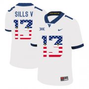 Wholesale Cheap West Virginia Mountaineers 13 David Sills V White USA Flag College Football Jersey