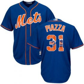 Wholesale Cheap Mets #31 Mike Piazza Blue Team Logo Fashion Stitched MLB Jersey