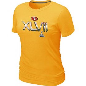 Wholesale Cheap Women\'s San Francisco 49ers Super Bowl XLVII On Our Way T-Shirt Yellow