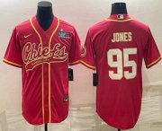 Cheap Men's Kansas City Chiefs #95 Chris Jones Red With Super Bowl LVII Patch Cool Base Stitched Baseball Jersey