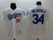 Wholesale Cheap Dodgers #34 Fernando Valenzuela White Flexbase Authentic Collection Stitched MLB Jersey