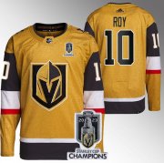 Wholesale Cheap Men's Vegas Golden Knights #10 Nicolas Roy Gold 2023 Stanley Cup Champions Stitched Jersey
