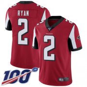 Wholesale Cheap Nike Falcons #2 Matt Ryan Red Team Color Men's Stitched NFL 100th Season Vapor Limited Jersey