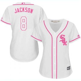 Wholesale Cheap White Sox #8 Bo Jackson White/Pink Fashion Women\'s Stitched MLB Jersey