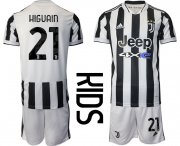 Wholesale Cheap Youth 2021-2022 Club Juventus home white 21 Adidas Soccer Jersey