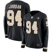 Wholesale Cheap Nike Saints #94 Cameron Jordan Black Team Color Women's Stitched NFL Limited Therma Long Sleeve Jersey