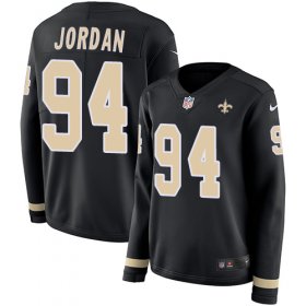 Wholesale Cheap Nike Saints #94 Cameron Jordan Black Team Color Women\'s Stitched NFL Limited Therma Long Sleeve Jersey