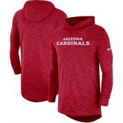 Wholesale Cheap Men's Arizona Cardinals Nike Cardinal Sideline Slub Performance Hooded Long Sleeve T-Shirt