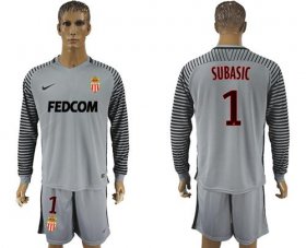 Wholesale Cheap Monaco #1 Subasic Grey Goalkeeper Long Sleeves Soccer Club Jersey