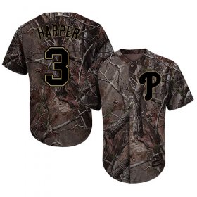 Wholesale Cheap Phillies #3 Bryce Harper Camo Realtree Collection Cool Base Stitched Youth MLB Jersey