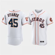 Wholesale Cheap Men's Houston Astros #45 Ryne Stanek White 60th Anniversary Flex Base Stitched Baseball Jersey