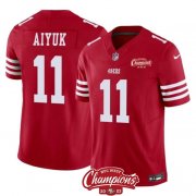 Cheap Men's San Francisco 49ers #11 Brandon Aiyuk Red 2023 F.U.S.E. NFC West Champions Patch Football Stitched Jersey