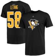 Wholesale Cheap Pittsburgh Penguins #58 Kris Letang Reebok Name & Number T-Shirt Black