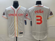 Cheap Men's Houston Astros #3 Jeremy Pena Number White 2023 City Connect Flex Base Stitched Jersey3