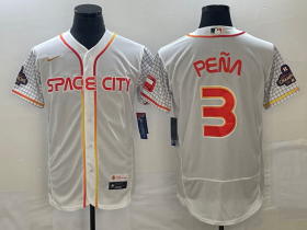 Cheap Men\'s Houston Astros #3 Jeremy Pena Number White 2023 City Connect Flex Base Stitched Jersey3