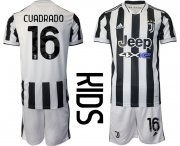 Wholesale Cheap Youth 2021-2022 Club Juventus home white 16 Adidas Soccer Jersey
