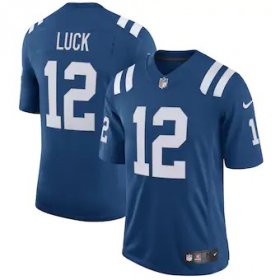 Wholesale Cheap Indianapolis Colts #12 Andrew Luck Men\'s Nike Royal Vapor Limited Team Jersey
