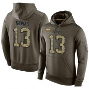 Wholesale Cheap NFL Men's Nike New Orleans Saints #13 Michael Thomas Stitched Green Olive Salute To Service KO Performance Hoodie