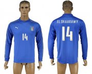Wholesale Cheap Italy #14 EL Shaarawy Blue Home Long Sleeves Soccer Country Jersey